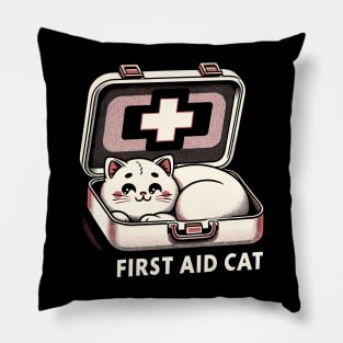 First Aid Cat Pun Nurse Doctor Healthcare Novelty Funny Cat Pillow