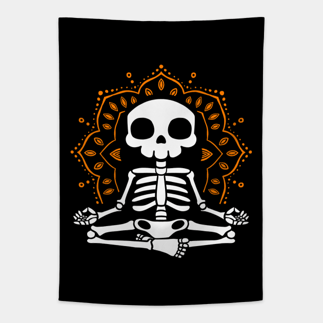 Meditating skeleton tapestry hotsell