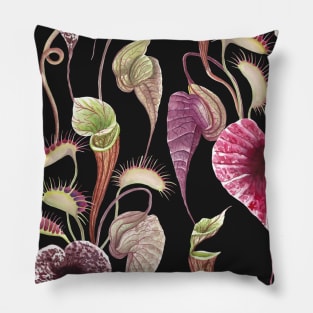 Exotic flowers, Carnivorous plants tropical print. Watercolor Pelican flower, Venus Flytrap Pillow