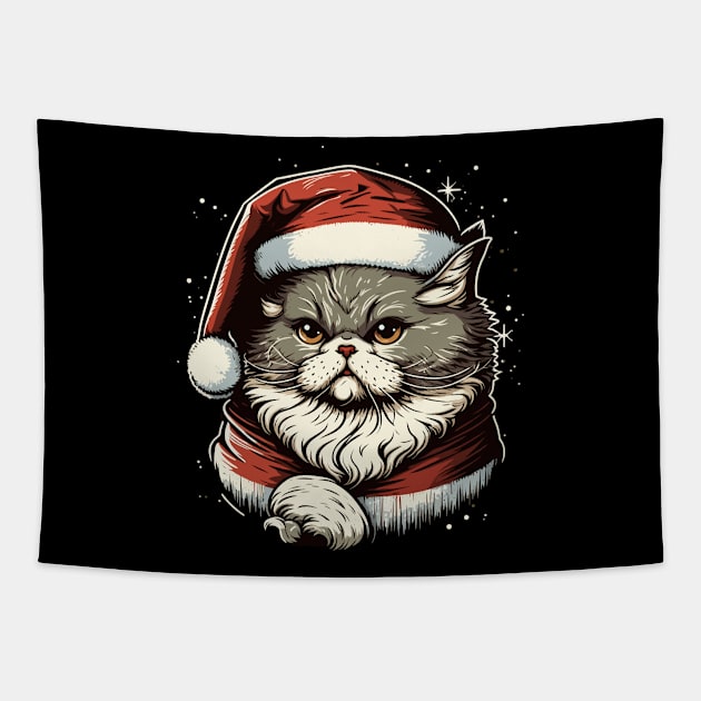 Cute Ugly Christmas Cat Gift Funny Cat Christmas Tapestry by KsuAnn