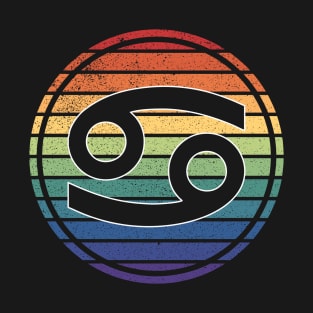 Vintage Distressed Rainbow Gay Pride Zodiac Cancer T-Shirt