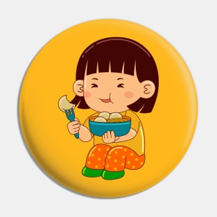 girl kids eating meet ball Pin