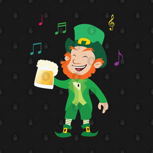 Funny Music Lover Irish Leprechaun Drink Shamrock Beer Gift by Blink_Imprints10