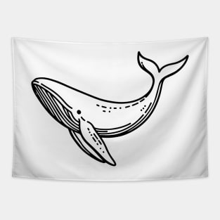 Whale Line Art (Black Line Version) Tapestry