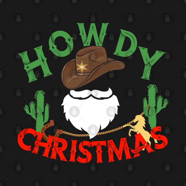 Howdy Christmas-Retro Western Santa Christmas 2023 by ARTSYVIBES111