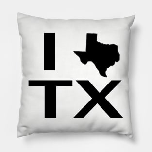 I Love Texas with State Outline Pillow