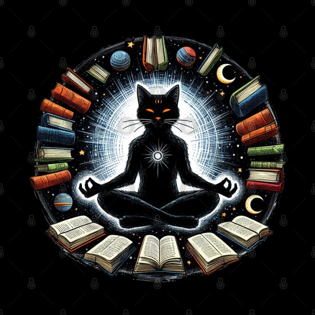 Books Cat Meditating by DarkWave