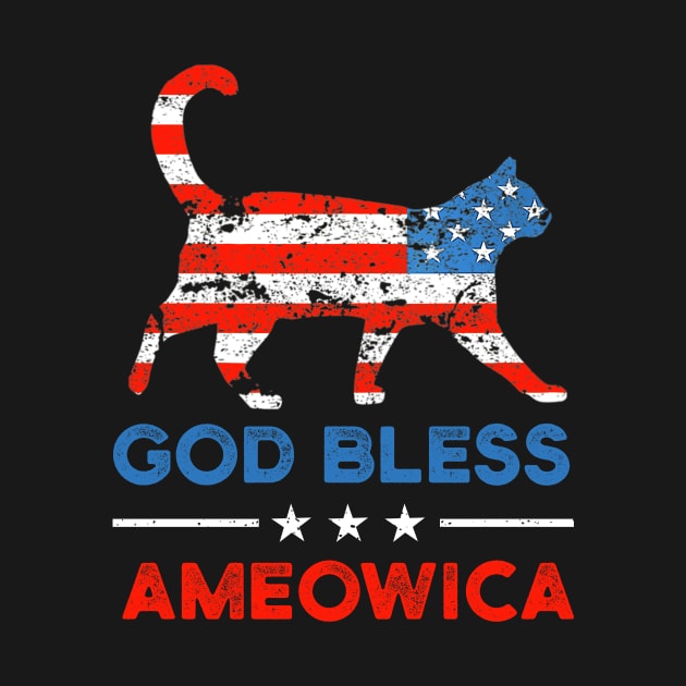 God Bless Ameowica Shirt, Funny Patriotic Cat, Cat Paw 4th of July, Independence Day by mittievance