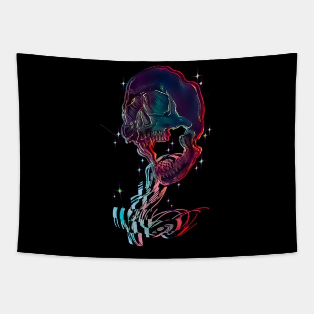 Glitch Skull Tapestry by Davidsfgh