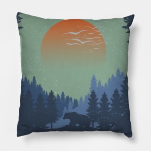 pine trees - forest nature Pillow