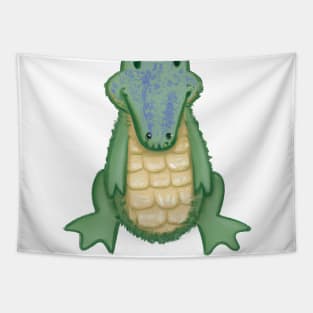 Cute Crocodile Drawing Tapestry