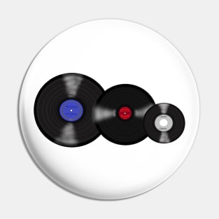 Vinyl Records Trio (White) Pin