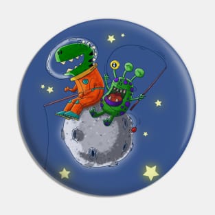 dino in the moon with a new friend Pin