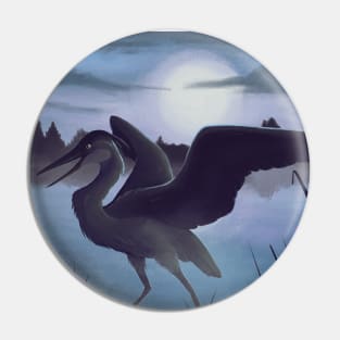 Evening Heron Pin