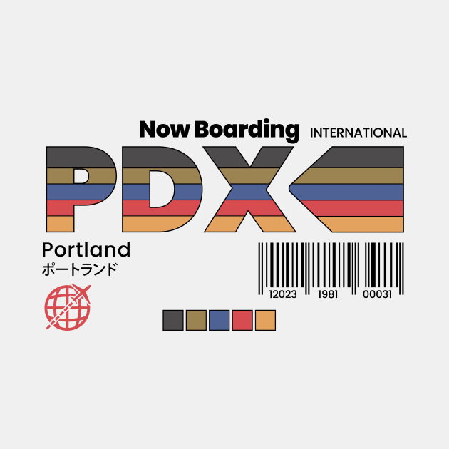 Vintage Portland PDX Airport Label Retro Travel Oregon by Now Boarding