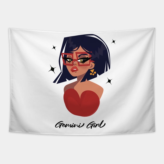 Gemini Girl Zodiac Sign Astrology Tapestry by Science Puns