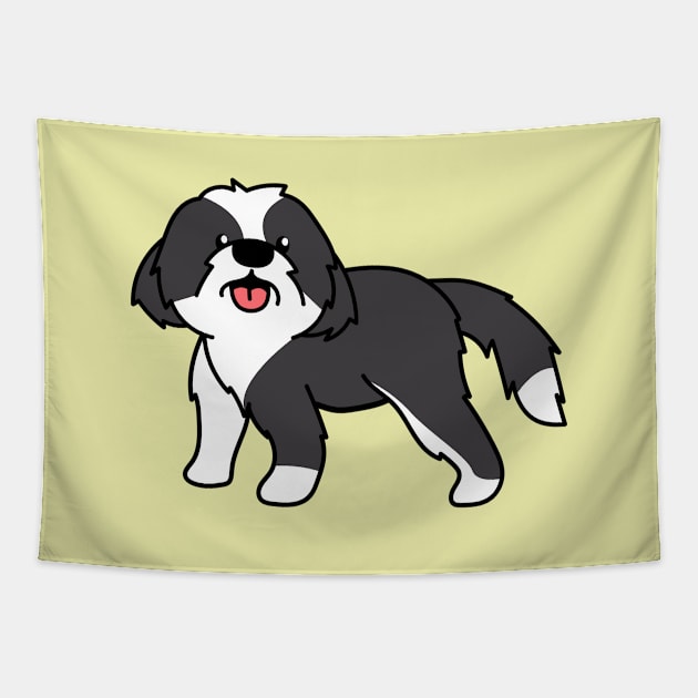 Cute And Funny Bernedoodle Tapestry by Sizukikunaiki