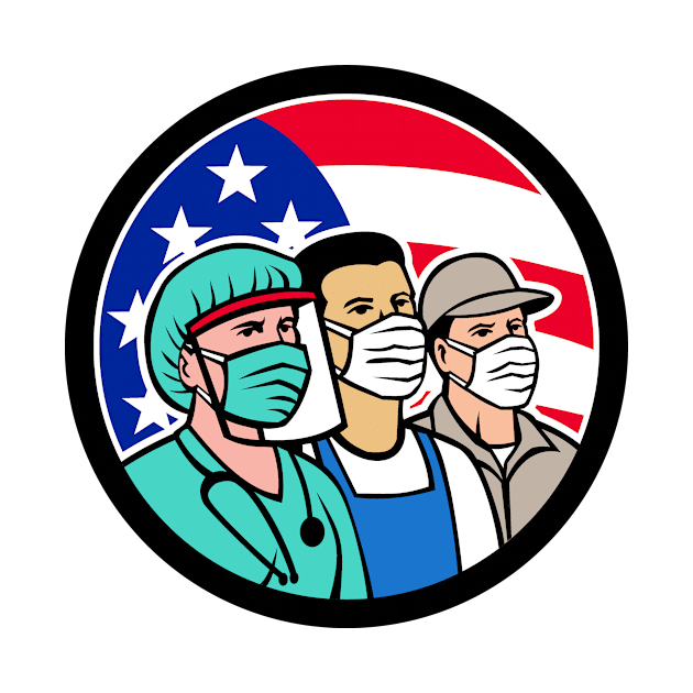 American Front Line Workers as Heroes Circle by patrimonio