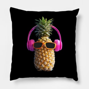 Pineapple with headphones tshirt for music lovers Pillow