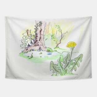 Fritter's Spring: One Dandelion Lispe Tapestry