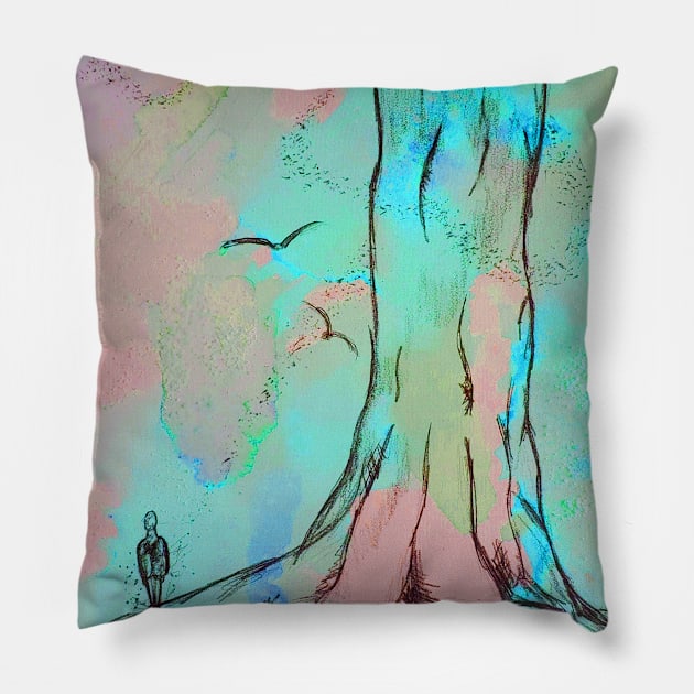 Looking For My Mystical Willow (Neon) Pillow by bccArtistry