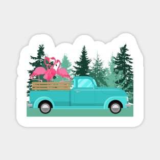 Flamingos Christmas Caroling Party Magnet