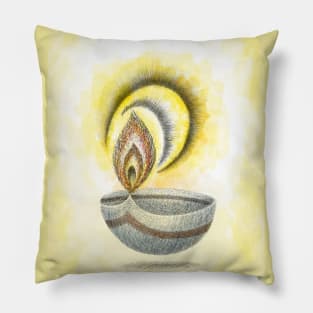 Diwali Greeting Card Oil Lamp Digital Wacom Tablet Illustration Pillow