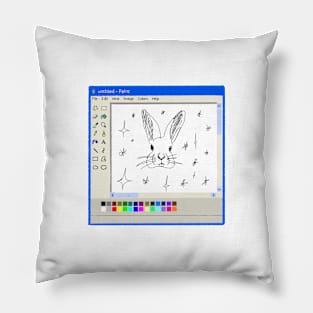 Cute rabbit Ms Paint drawing Pillow