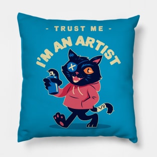 Funny Cat Painter - Trust Me I'm An Artist Pillow