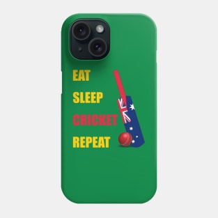 Eat Sleep Cricket Repeat Australia Flag Cricket Bat Phone Case