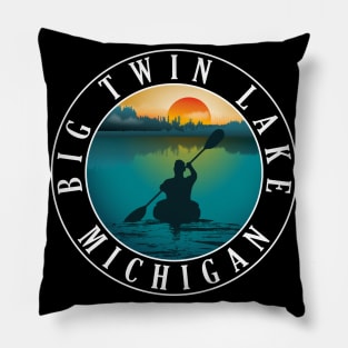 Big Twin Lake Kayaking Michigan Sunset Pillow