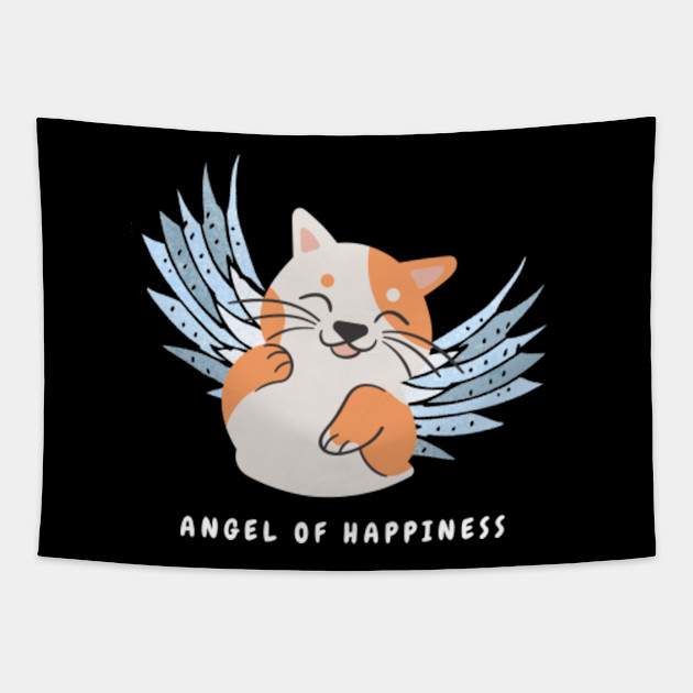 Angel Cat Angel Of Happiness Angel Cat Tapestry Teepublic