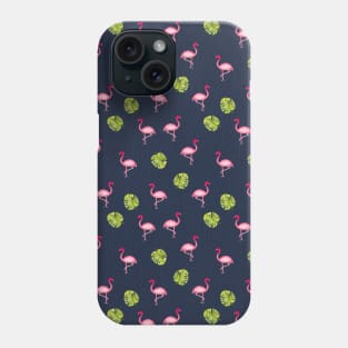 Pink Flamingo Pattern in Charcoal | Summer | Island Paradise | Tropical Phone Case