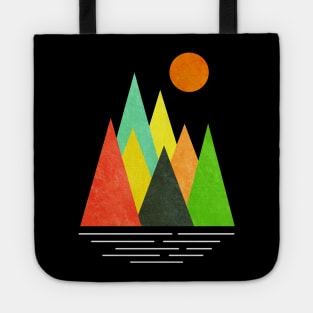 Minimalist Abstract Nature Art #9 Linear and Colorful Mountains Tote