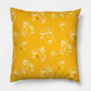 Marigold Abstract Faces Pillow