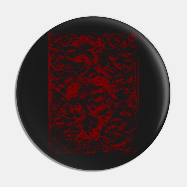 Deep Red On Black Decorative Abstract Ornament Pin by SpieklyArt