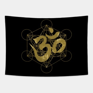 Om and Metatron's Cube Tapestry