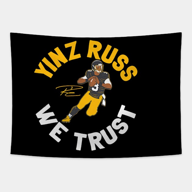 Russell Wilson Yinz Russ We Trust Tapestry by artbygonzalez