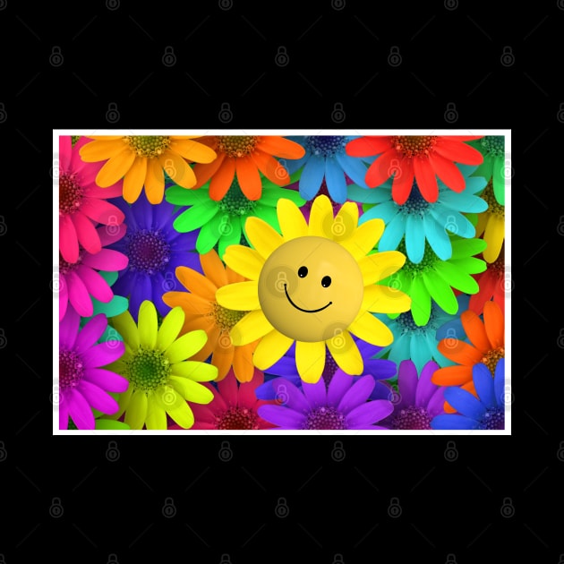 Colorful Flowers and Happy Face by Pop Cult Store