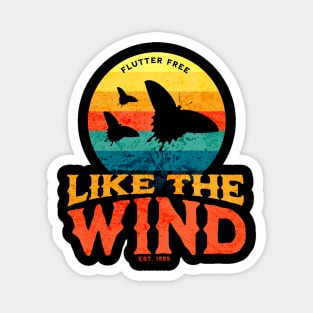 Flutter Free, Like the wind - Retro Vintage Sunset Of Butterflies Magnet