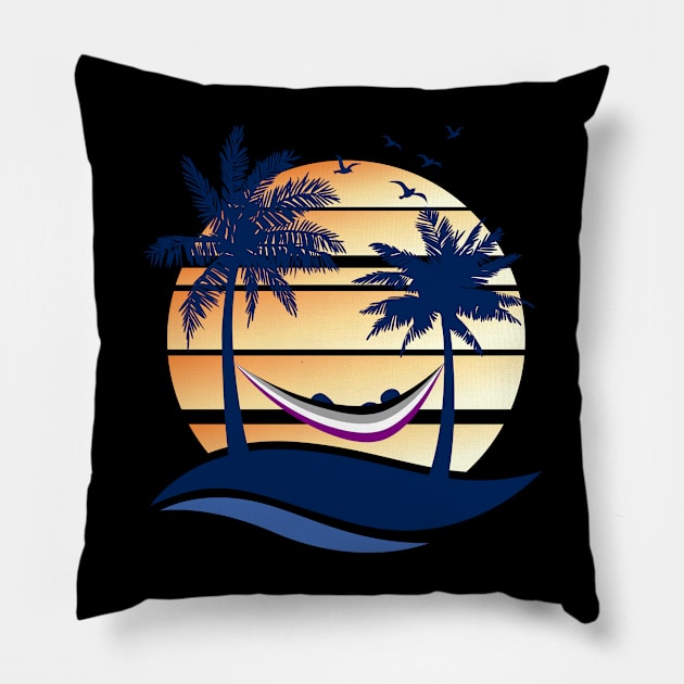 Asexual Pride Hammock Summer Beach Sunset Pillow by wheedesign