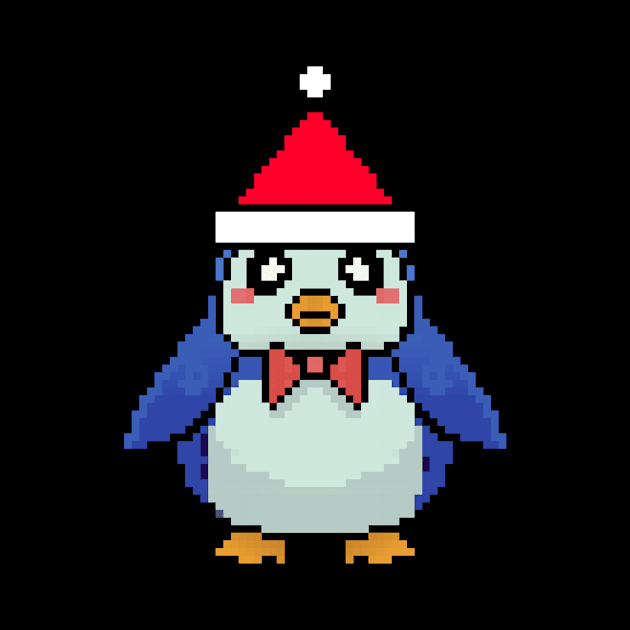 Penguin Pixelated Christmas - Funny Penguin Xmas by Anassein.os