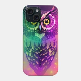 Colourful owl in pink and green Phone Case