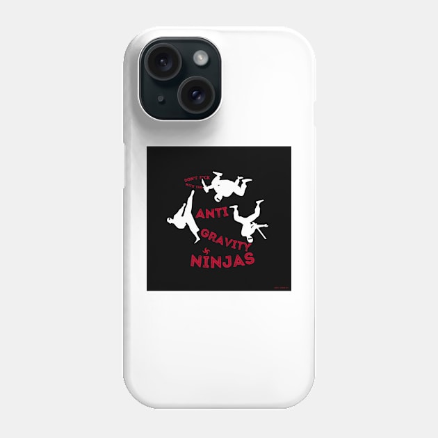 Anti Gravity Ninjas (White/Red Over Black) By Abby Anime(c) Phone Case by Abby Anime