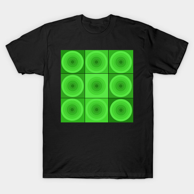 Discover Green Geometric Circles and Squares - Green Circles - T-Shirt