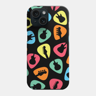 Guitar Pick Seamless Pattern Guitar Silhouette Colorful Theme Phone Case