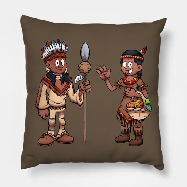 Native American Man And Woman Pillow by TheMaskedTooner
