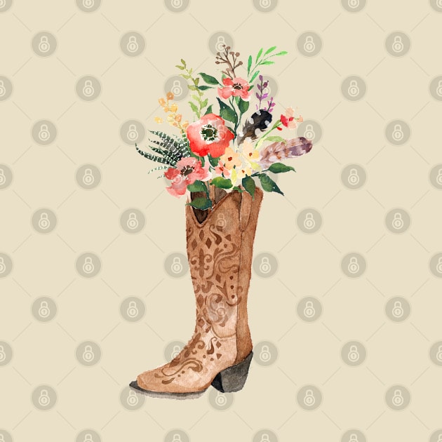 Cowboy Boot Floral by Wandering Barefoot