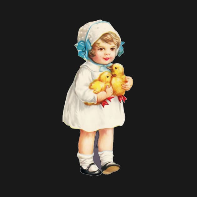 Vintage Easter Girl with Chicks by dcohea