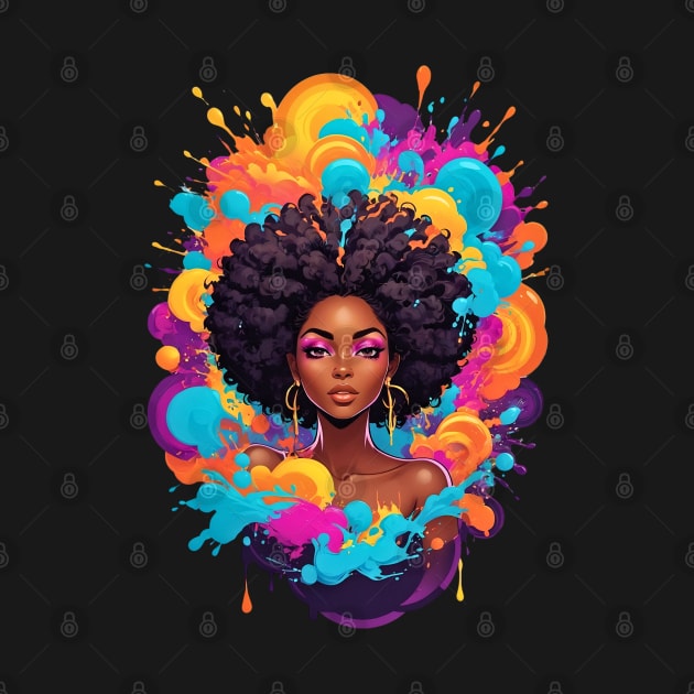 Black Woman Psychedelic Attract retro vintage 80s disco design by Neon City Bazaar